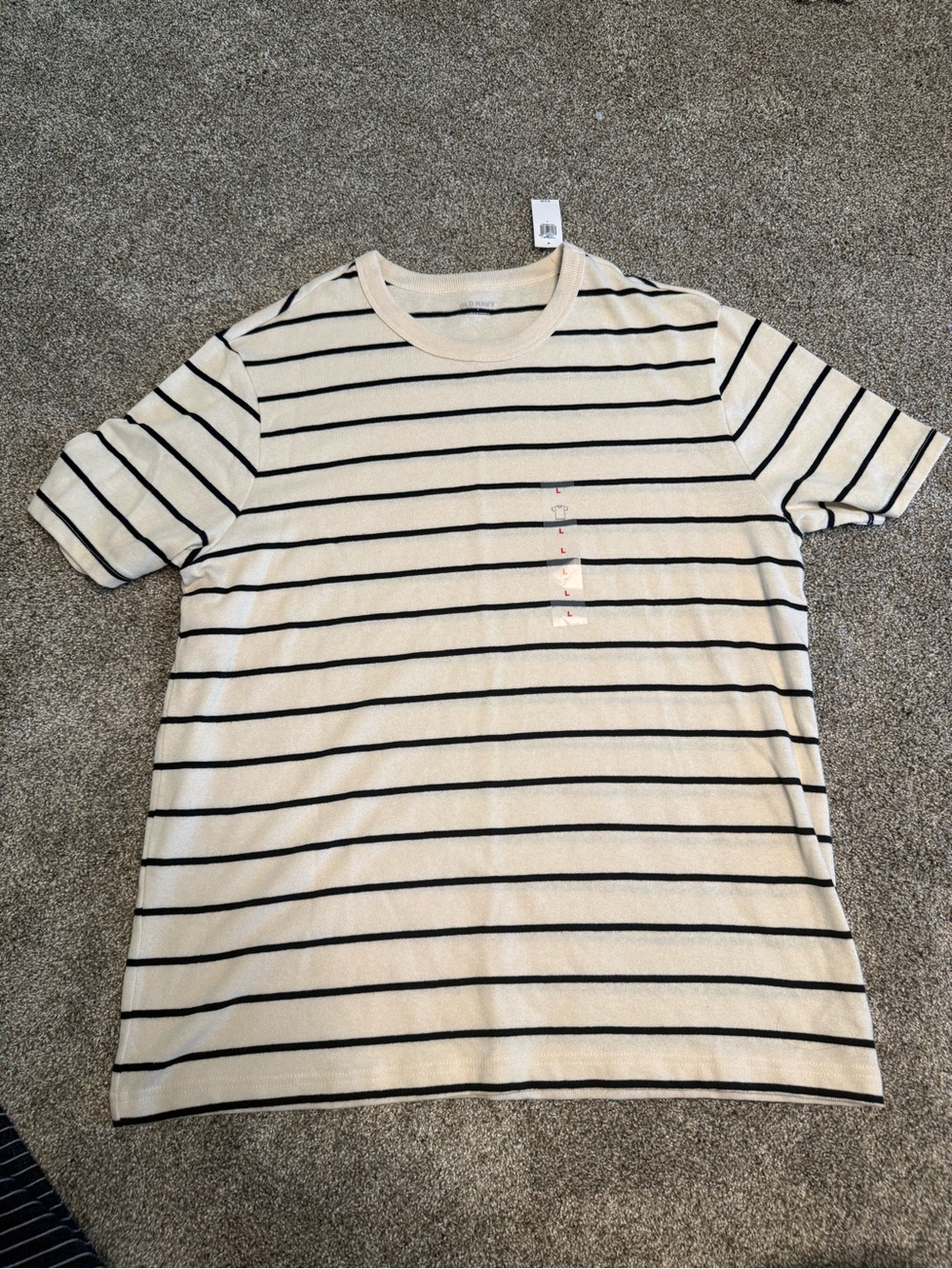 New w/ tags - Old Navy -Men's Striped Crewneck T‑Shirt - Cream with Black Stripe